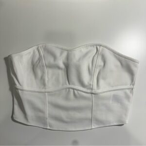 H&M White Strapless Sweetheart Neckline Crop Top